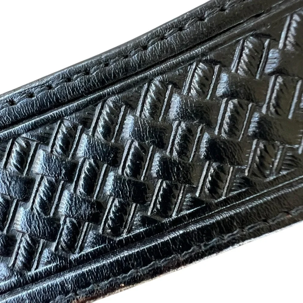 Vintage Silver Creek Basketweave Leather Western Belt Black USA Size 40 GUC